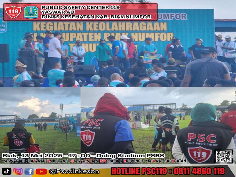 Tim PSC 119 memberikan dukungan tim kesehatan dalam kegiatan Keolahragaan Kab.Biak Numfor 2025